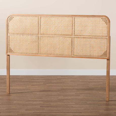 Lainer Modern Wicker Fair Natural Brown Finished Bayur Wood and Bamboo Queen Size Headboard