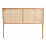 Aurelia Modern Wicker Fair Natural Brown Finished Bayur Wood and Rattan Queen Size Headboard