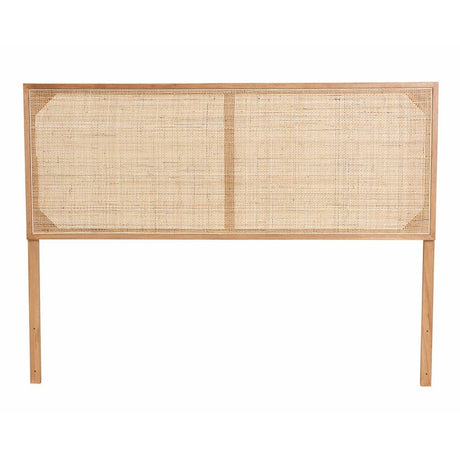 Aurelia Modern Wicker Fair Natural Brown Finished Bayur Wood and Rattan Queen Size Headboard