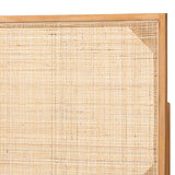 Aurelia Modern Wicker Fair Natural Brown Finished Bayur Wood and Rattan Queen Size Headboard