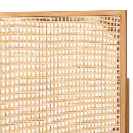 Aurelia Modern Wicker Fair Natural Brown Finished Bayur Wood and Rattan Queen Size Headboard