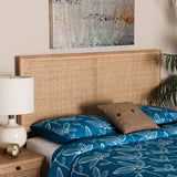 Aurelia Modern Wicker Fair Natural Brown Finished Bayur Wood and Rattan Queen Size Headboard