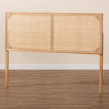 Aurelia Modern Wicker Fair Natural Brown Finished Bayur Wood and Rattan Queen Size Headboard