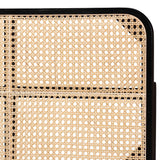 Lainer Modern Wicker Fair Black Finished Bayur Wood and Natural Bamboo Queen Size Headboard