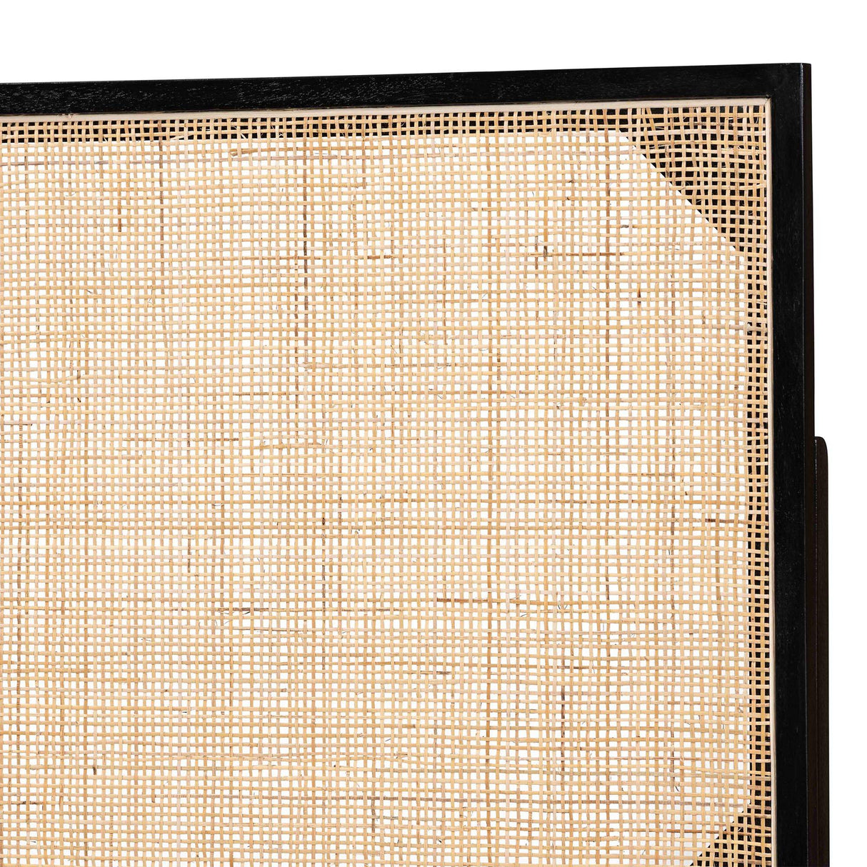Aurelia Modern Wicker Fair Black Finished Bayur Wood and Natural Rattan Queen Size Headboard
