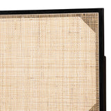Aurelia Modern Wicker Fair Black Finished Bayur Wood and Natural Rattan Queen Size Headboard