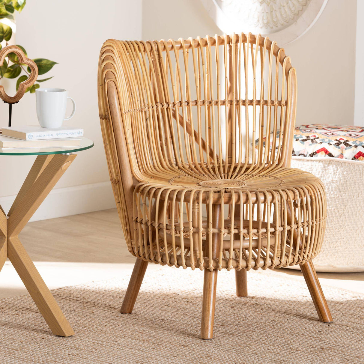 Nagoya Modern Wicker Fair Natural Rattan Wide Seat Lounge Chair