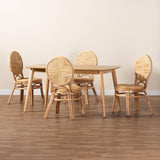 Carita Modern Wicker Fair Natural Brown Rattan 5-Piece Dining Set