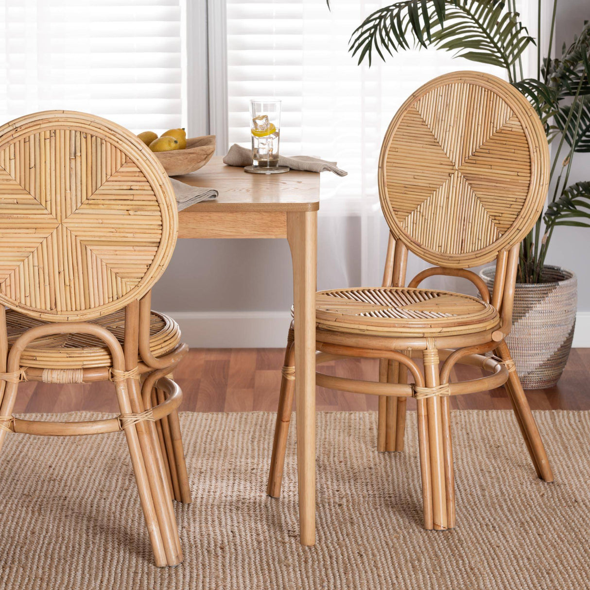 Carita Modern Wicker Fair Natural Brown Rattan Dining Chair