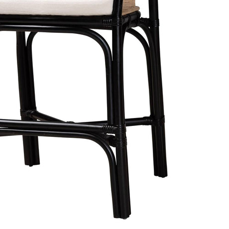Miranda Modern Wicker Fair Two-Tone Black and Natural Brown Rattan Counter Stool