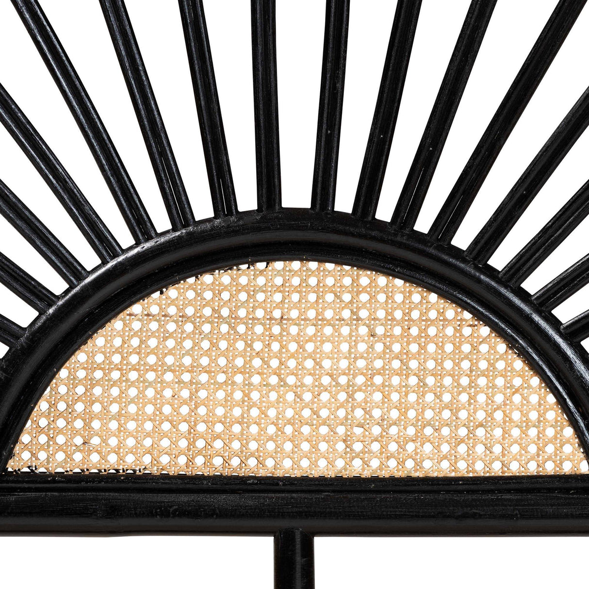 Perenna Modern Wicker Fair Two-Tone Black and Natural Brown Rattan King Size Standalone Headboard
