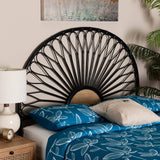 Perenna Modern Wicker Fair Two-Tone Black and Natural Brown Rattan King Size Standalone Headboard