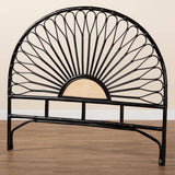 Perenna Modern Wicker Fair Two-Tone Black and Natural Brown Rattan King Size Standalone Headboard