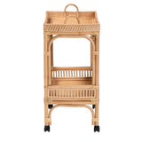 Lombok Modern Wicker Fair Natural Brown Rattan Bar Wine Cart