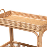 Lombok Modern Wicker Fair Natural Brown Rattan Bar Wine Cart