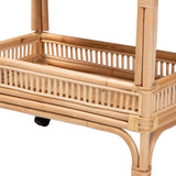 Lombok Modern Wicker Fair Natural Brown Rattan Bar Wine Cart