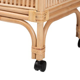 Lombok Modern Wicker Fair Natural Brown Rattan Bar Wine Cart