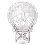 Ediva Modern Wicker Fair White Natural Rattan Peacock Accent Chair