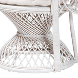 Ediva Modern Wicker Fair White Natural Rattan Peacock Accent Chair