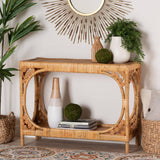 Ramona Modern Wicker Fair Light Honey Rattan Console Table