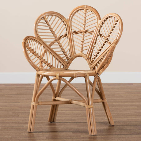 Eliava Modern Wicker Fair Natural Rattan Flower Accent Chair
