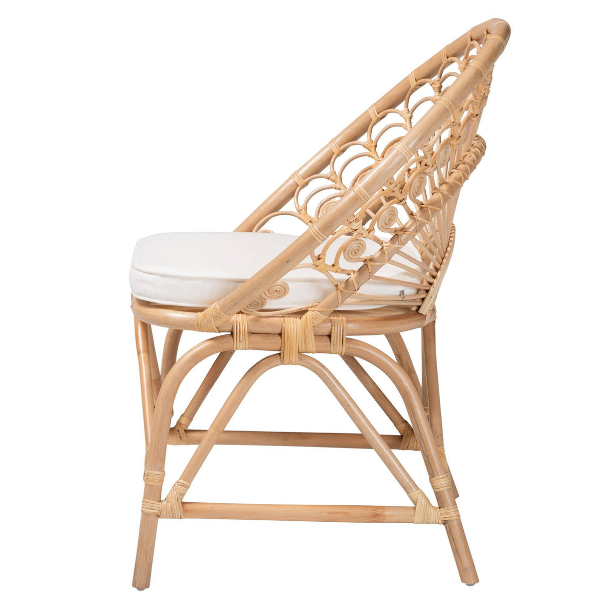 Abriella Modern Wicker Fair Natural Brown Rattan Peacock Accent Chair