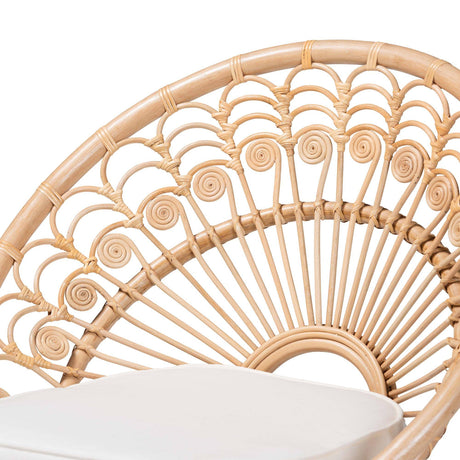 Abriella Modern Wicker Fair Natural Brown Rattan Peacock Accent Chair