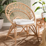 Abriella Modern Wicker Fair Natural Brown Rattan Peacock Accent Chair