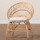 Abriella Modern Wicker Fair Natural Brown Rattan Peacock Accent Chair