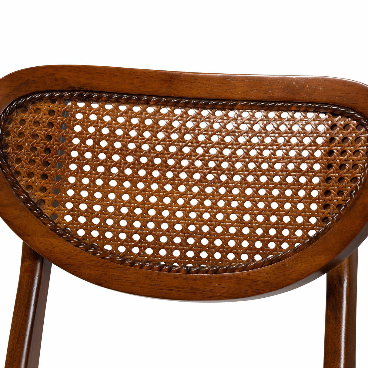Hesper Mid-Century Modern Walnut Brown Finished Wood and Rattan 2-Piece Dining Chair Set