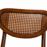Hesper Mid-Century Modern Walnut Brown Finished Wood and Rattan 2-Piece Dining Chair Set