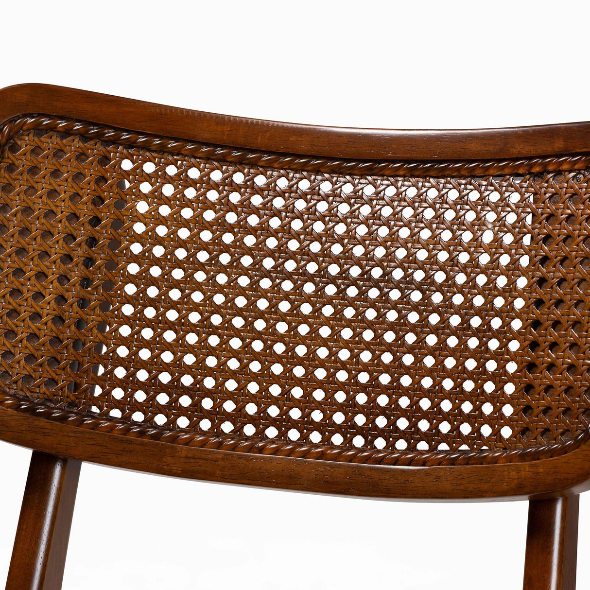 Tafari Mid-Century Modern Walnut Brown Finished Wood and Rattan 2-Piece Dining Chair Set