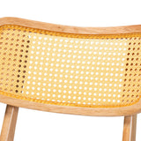 Tadeo Mid-Century Modern Oak Brown Finished Wood and Rattan 2-Piece Dining Chair Set