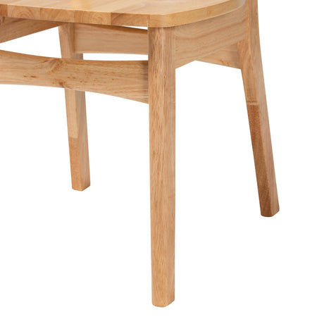 Tadeo Mid-Century Modern Oak Brown Finished Wood and Rattan 2-Piece Dining Chair Set