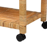 Delphine Modern Wicker Fair Natural Rattan Kitchen Cart