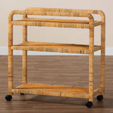 Delphine Modern Wicker Fair Natural Rattan Kitchen Cart