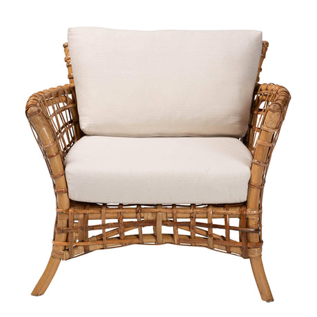 Babette Modern Wicker Fair Natural Brown Rattan Arm Chair