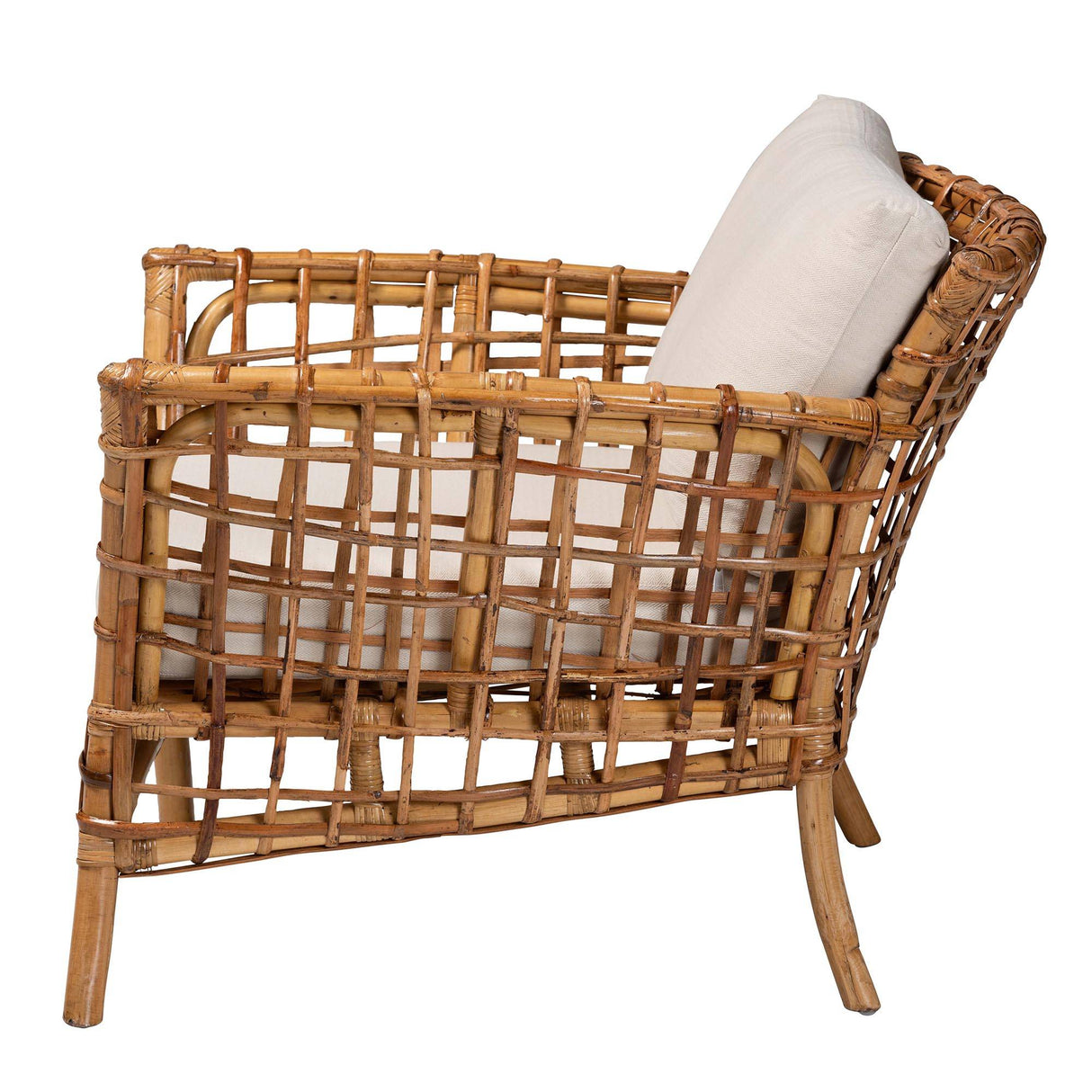 Babette Modern Wicker Fair Natural Brown Rattan Arm Chair