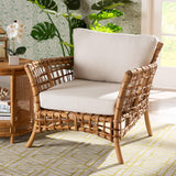 Babette Modern Wicker Fair Natural Brown Rattan Arm Chair