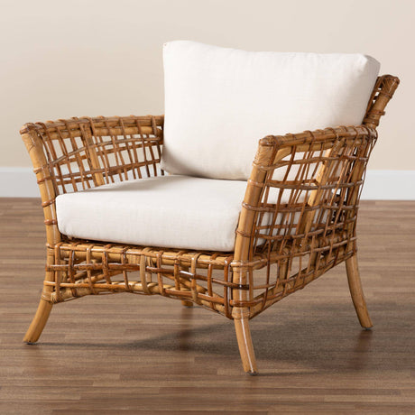 Babette Modern Wicker Fair Natural Brown Rattan Arm Chair