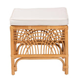 Materra Modern bohemian Natural Brown Rattan Footstool