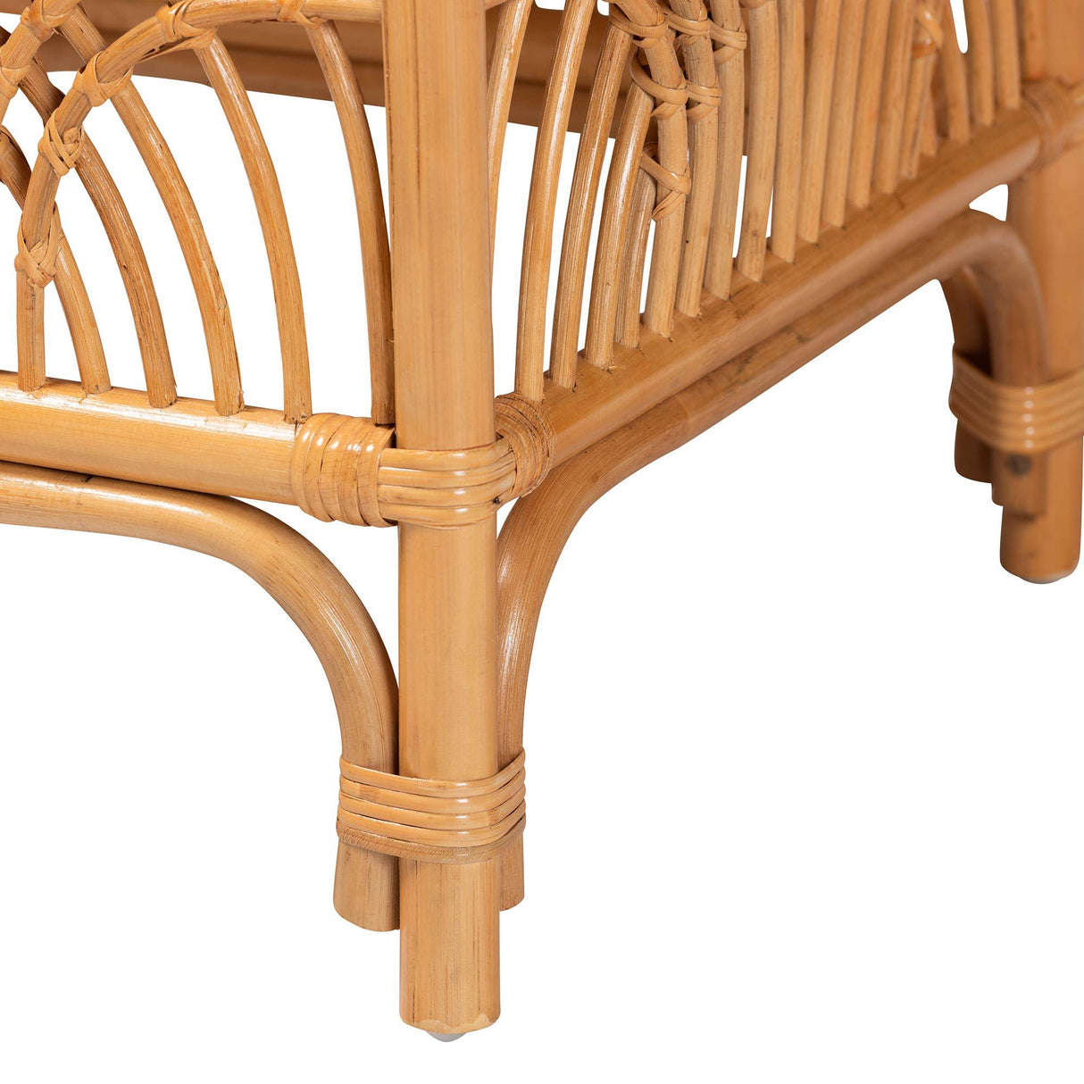 Materra Modern bohemian Natural Brown Rattan Footstool