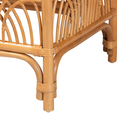 Materra Modern bohemian Natural Brown Rattan Footstool