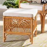 Materra Modern bohemian Natural Brown Rattan Footstool