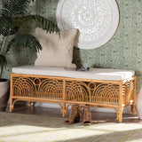 Materra Modern bohemian Natural Brown Rattan Bench