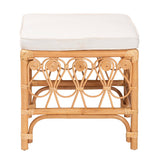 Ibiza Modern bohemian Natural Brown Rattan Footstool