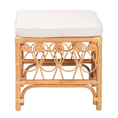 Ibiza Modern bohemian Natural Brown Rattan Footstool