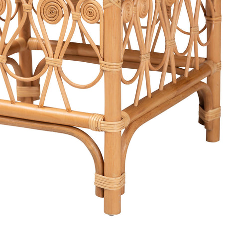 Ibiza Modern bohemian Natural Brown Rattan Footstool