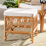 Ibiza Modern bohemian Natural Brown Rattan Footstool