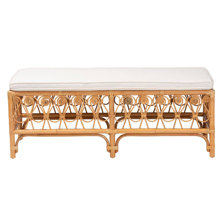 Ibiza Modern bohemian Natural Brown Rattan Bench